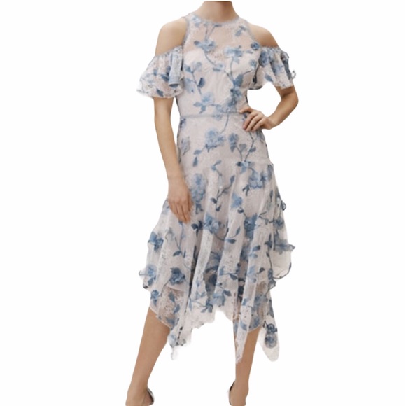 BHLDN Caldwell Dress in Ivory and Blue Size 6 NWT - Picture 1 of 9